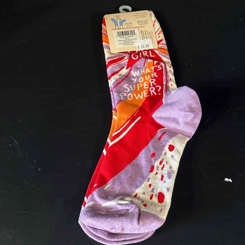 Blue Q Red and Purple Superpower Socks